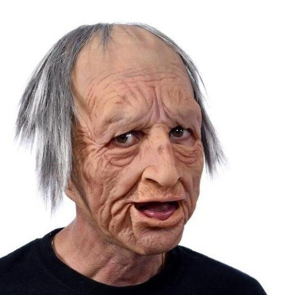 Old Man Mask Men's Women Super Soft Latex Mask Realistic Halloween Latex Human Wrinkle Face Mask Novelty Latex Full Head Mask