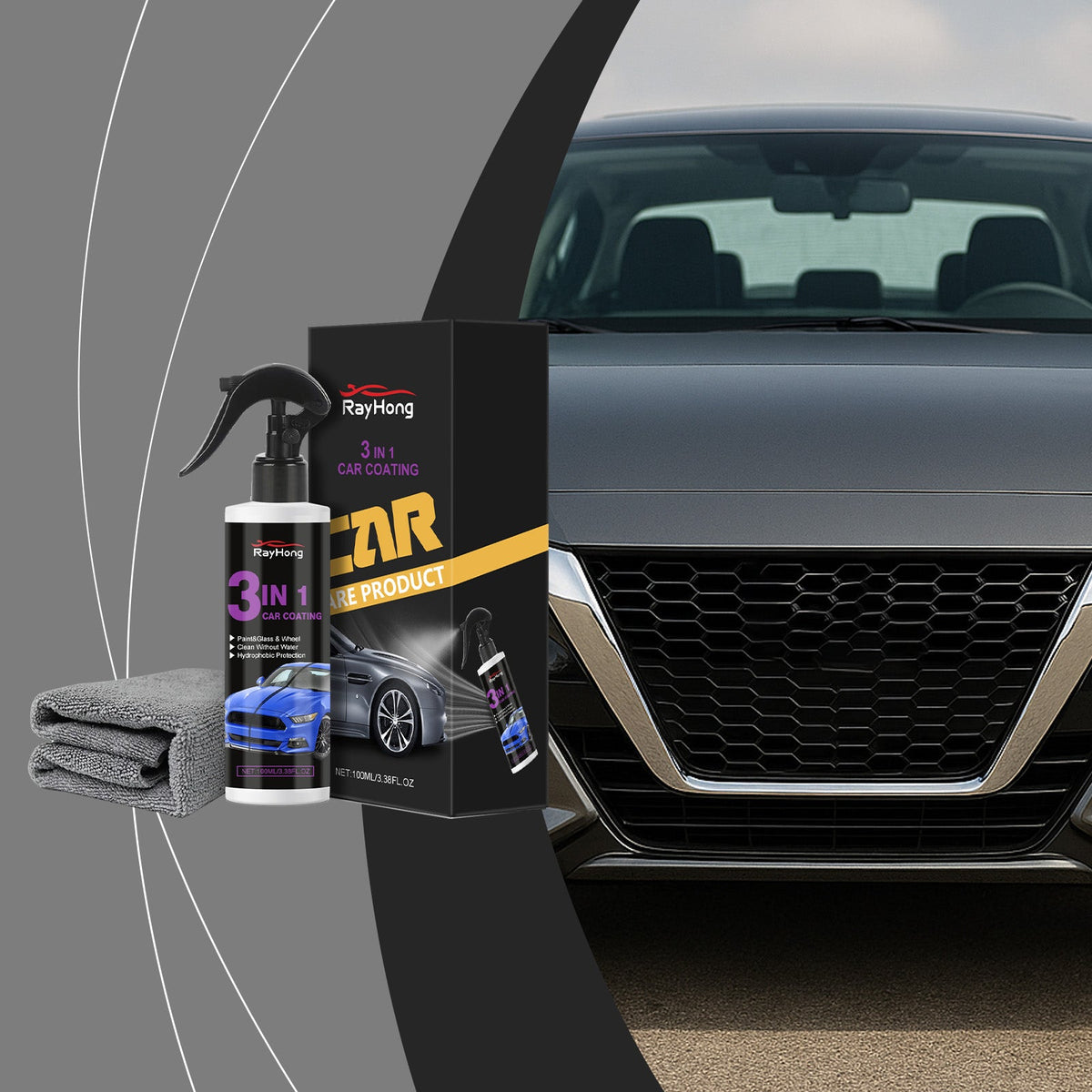 Revitalize Your Car with 3-in-1 Automotive Paint Spray, Glossy, Dust-Proof, Stain-Proof ,1 set