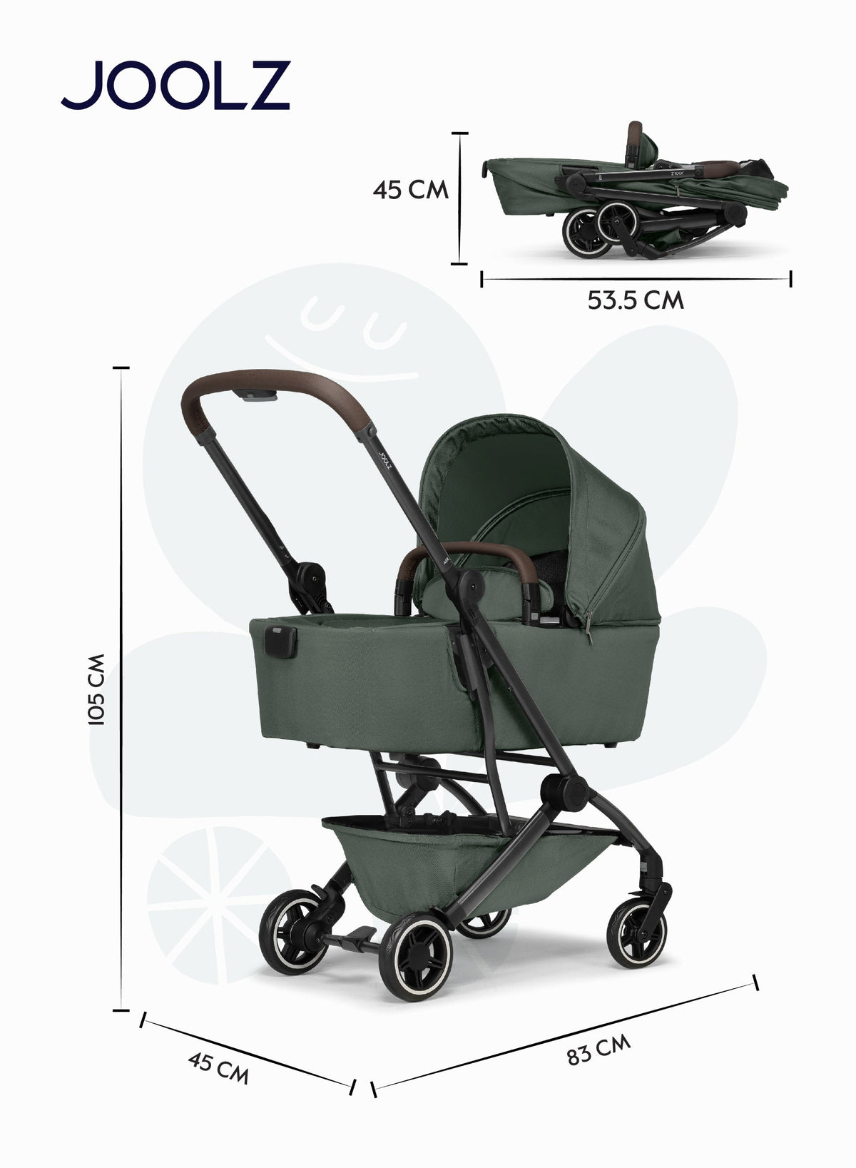 Joolz AER+ Lightweight Compact Travel Stroller - Forest Green