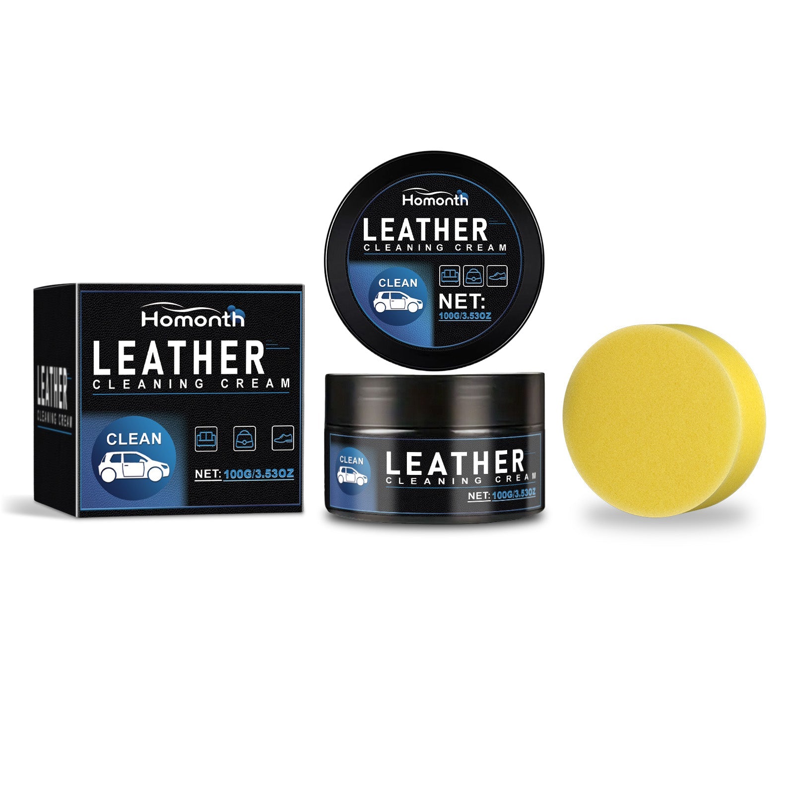 Car Care Leather Cream, Protect & Restore Interior, Shine & Moisture Barrier ,1set