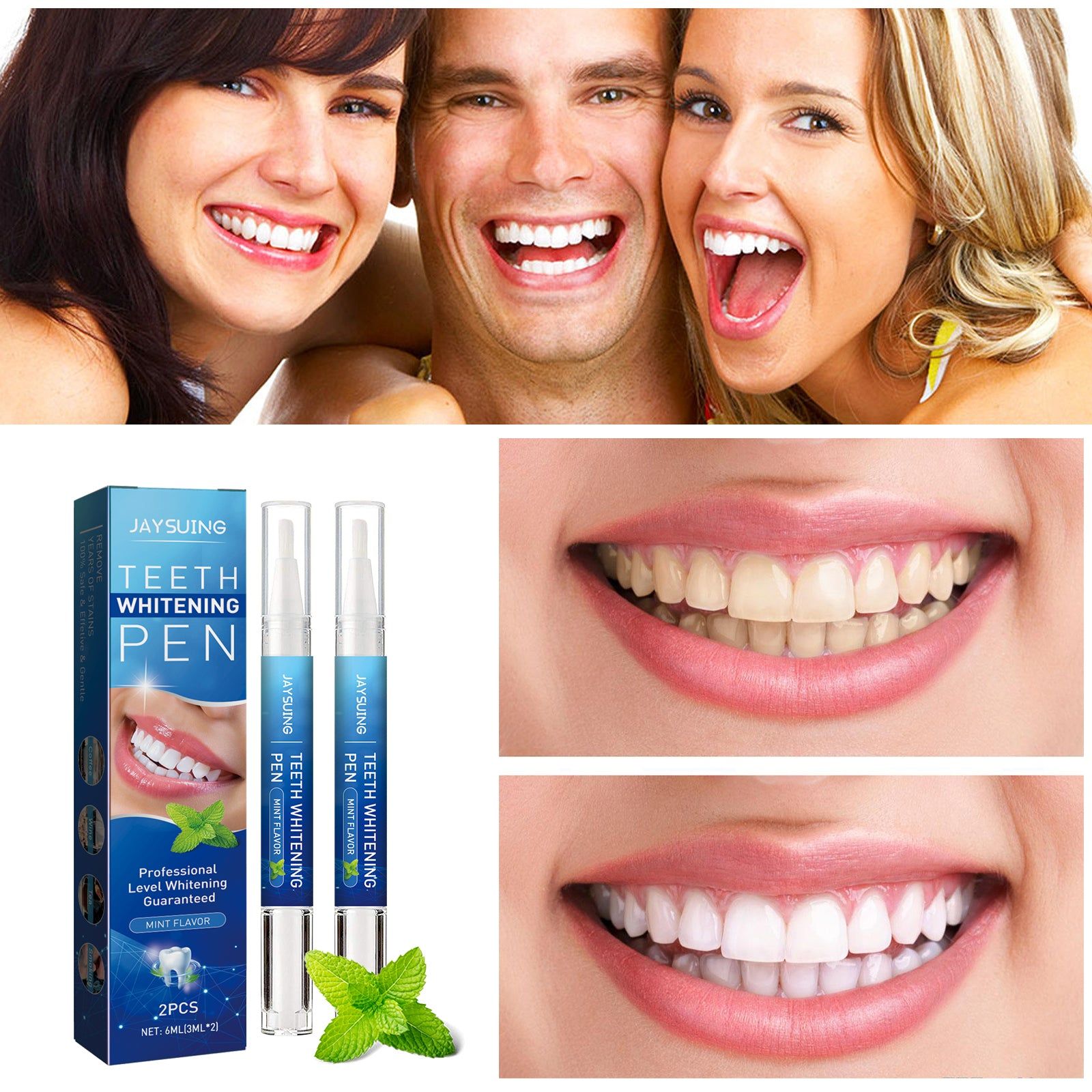 Brighten White Teeth, Fresh Breath, Easy Dental Pen for Smile Whitening ,3ml*2pcs