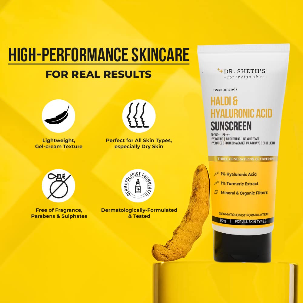 Dr. Sheth's Haldi & Hyaluronic Acid Sunscreen 80 gm