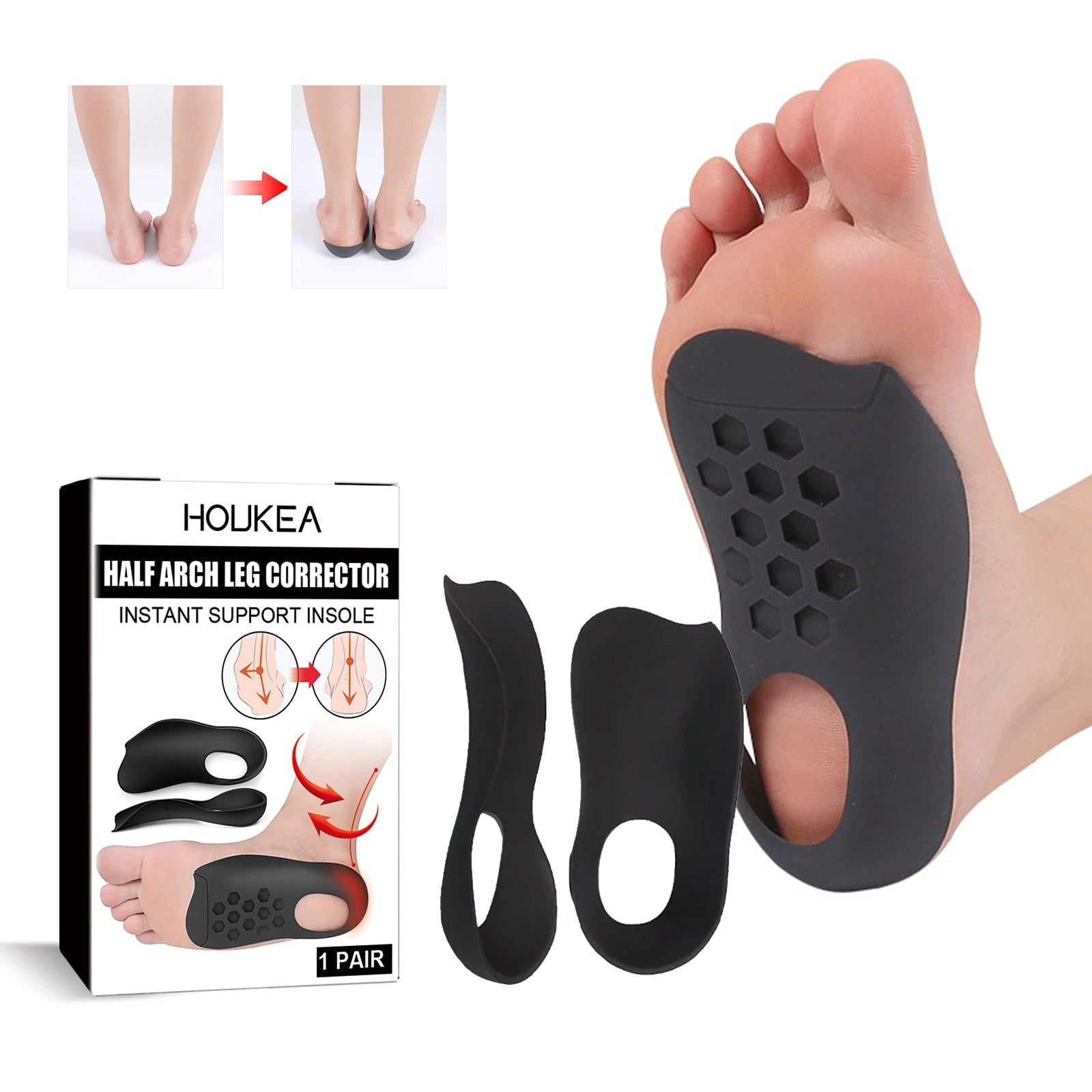 Insoles, Arch Support for Flat Feet, Posture Correction, Non-Slip, Foot Care ,1 pair