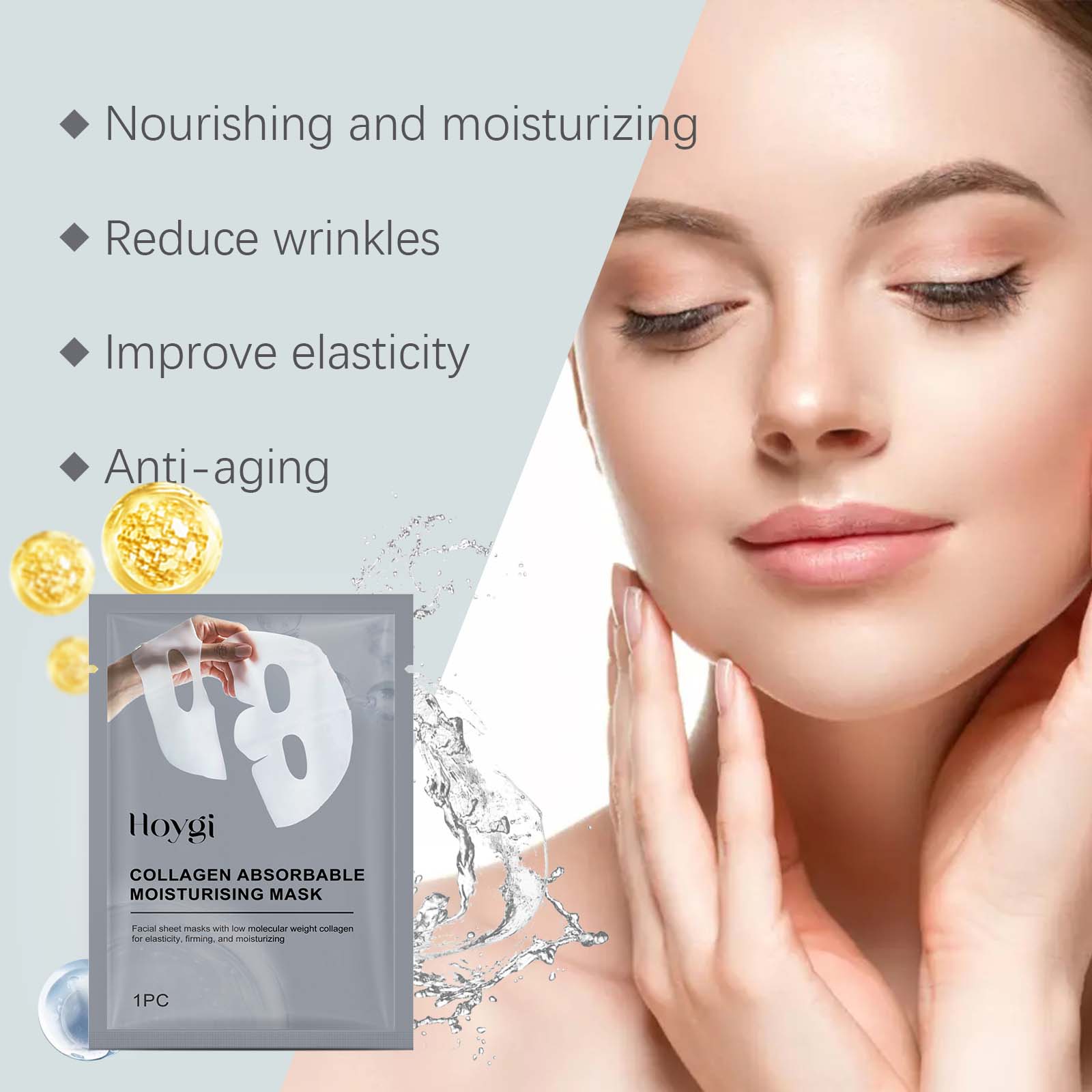 Deep Anti-Wrinkle Collagen Mask for Facial Care, Hydrating, Skin Rejuvenation, Pore Cleansing ,4pieces