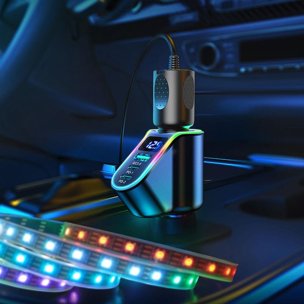 Car Charger Adapter 4 In 1 USB Fast Charging Adapter With Voltage Detection