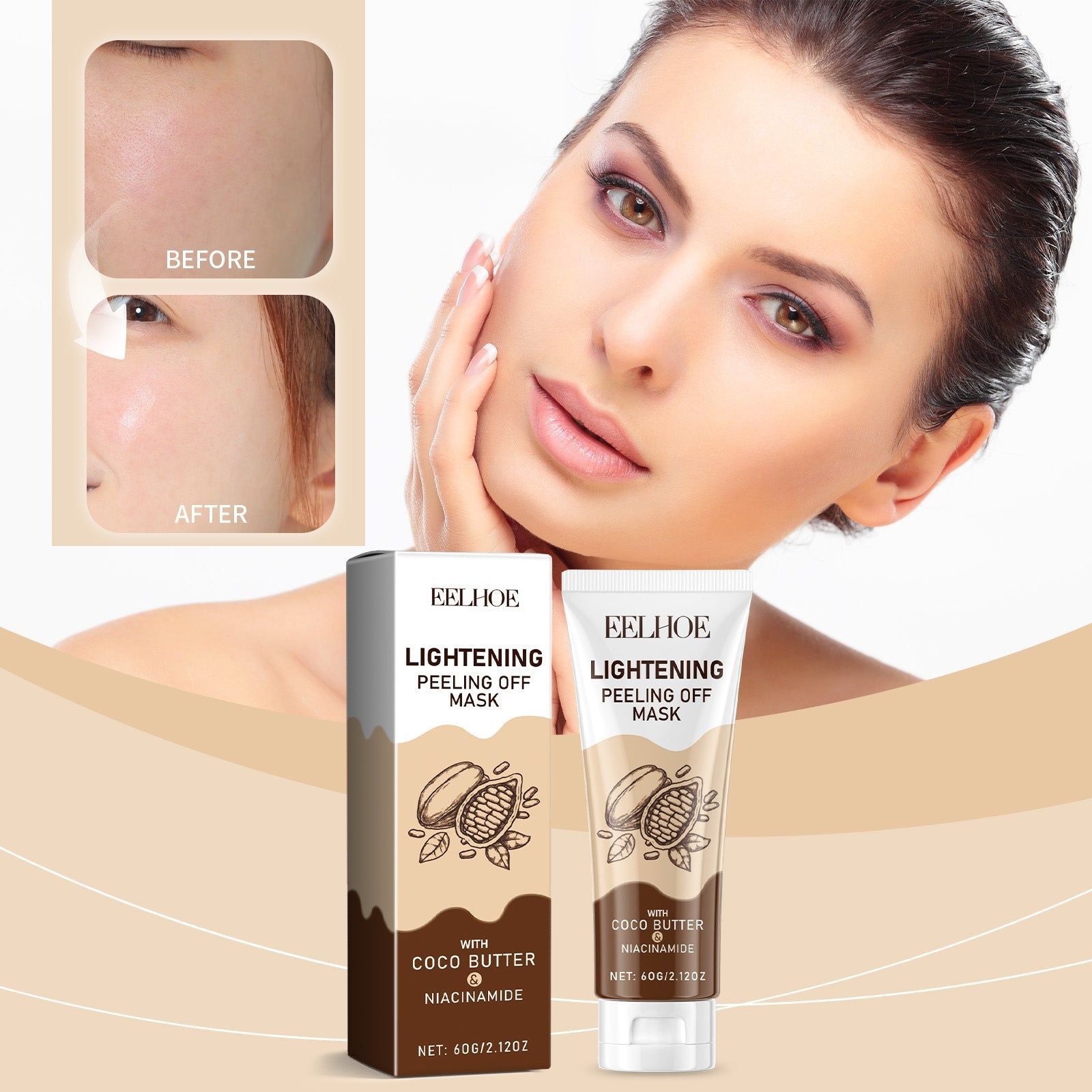 Chocolate Nicotinamide Peel Mask, Facial Care, Brightening, Moisturizing, Anti-Aging ,60g