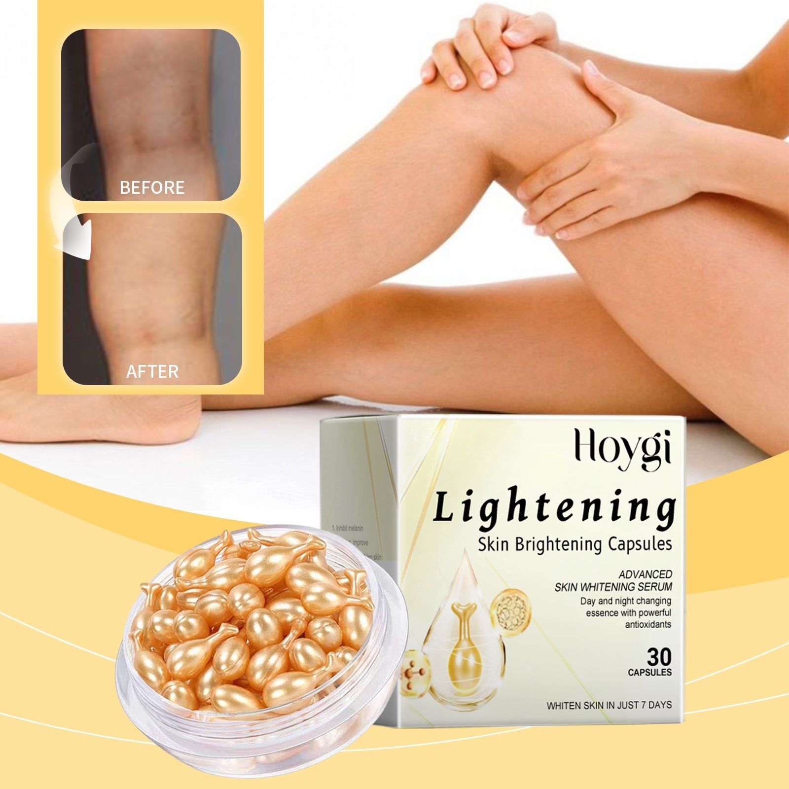 Brightening Capsule for Lightening Skin Tone, Elastic Firming, Fine Line Smoothing, Nourishing Dry Skin ,30 capsules