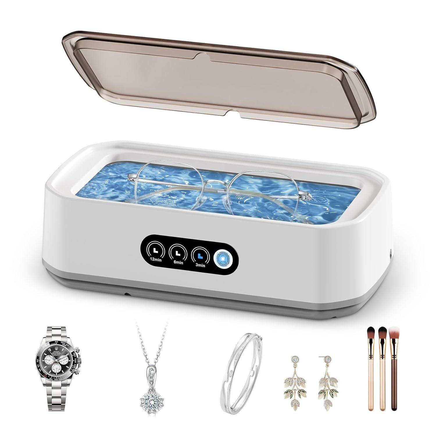 Ultrasonic Jewelry Cleaner for Dentures Eyeglasses Rings Coin Watch Strap