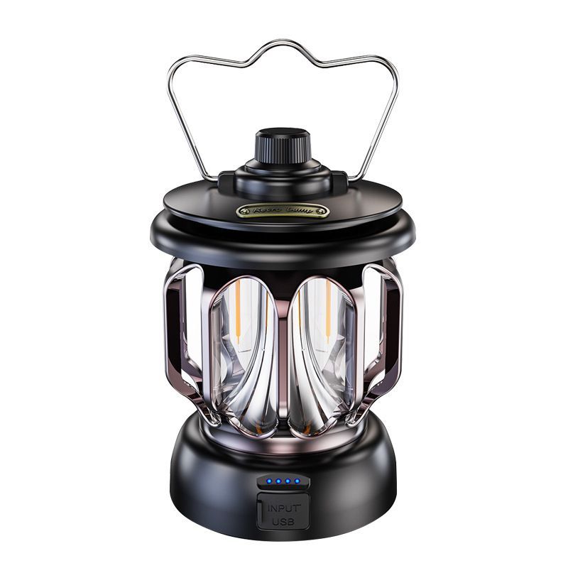 Retro Camping Lantern Portable Rechargeable Camping Lamp Emergency Light Torch