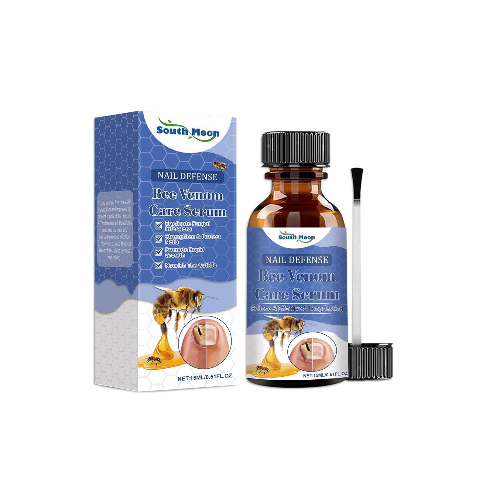 Bee Venom Nail Care Solution, Nourishing Hand and Foot Nails, Repair, Strengthen, Gentle Cleaning ,15ml