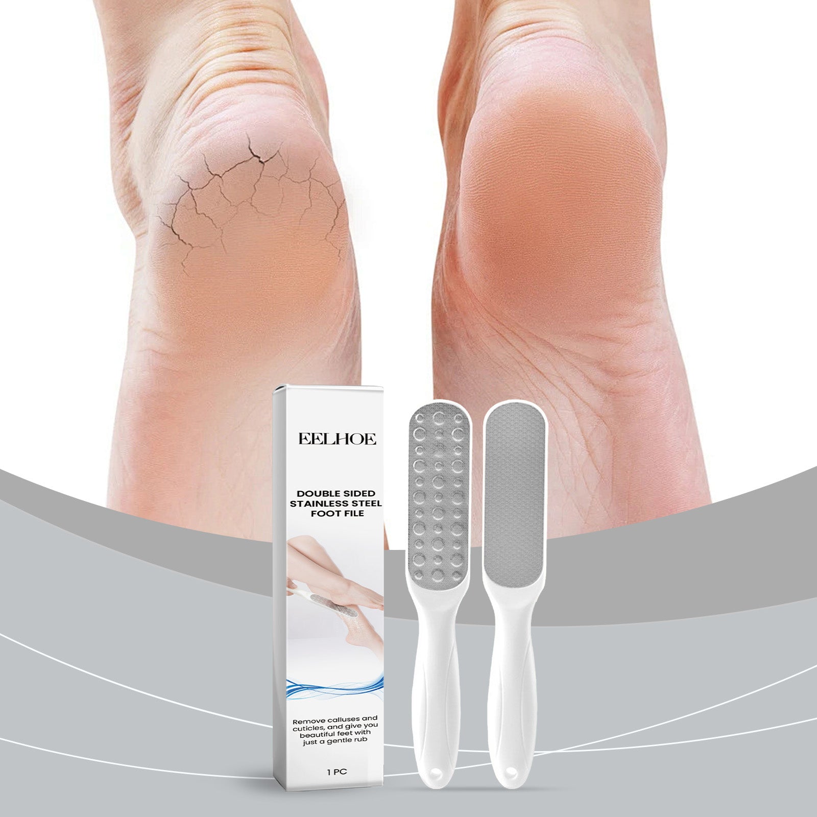 Callus Removal Foot File, Double-Sided Stainless Steel Pedicure Tool, Exfoliate & Smooth Feet ,1pcs