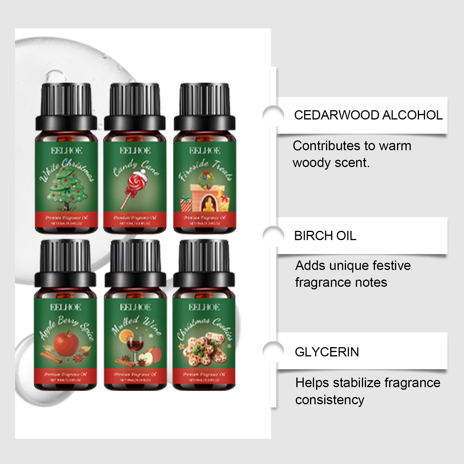Christmas Essential Oil Set, Festive Fragrance for Home, Aromatherapy, Holiday Decor ,1 set