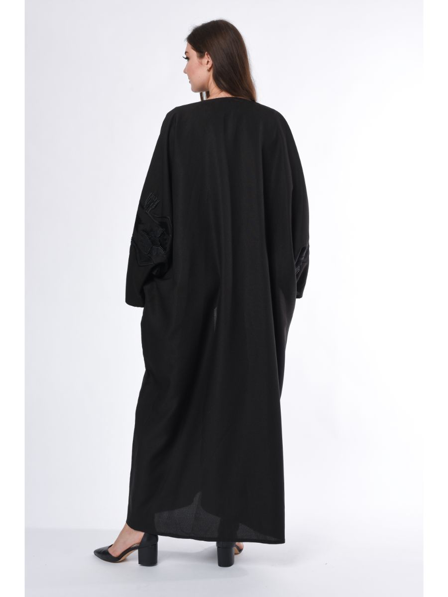 MOiSTREET Black Abaya with Embroidery
