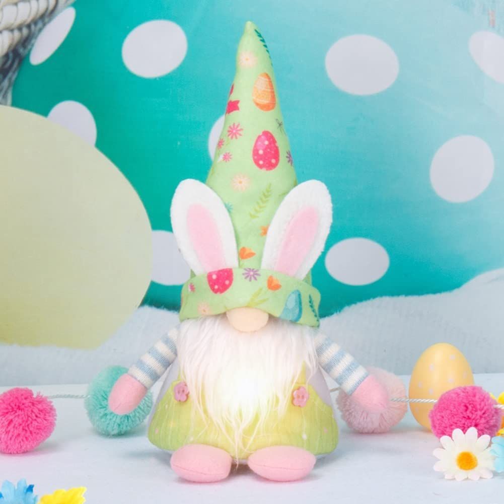 Easter Bunny Gnome Lighting Plush Doll Faceless Dwarf Ornament Holiday Decoration