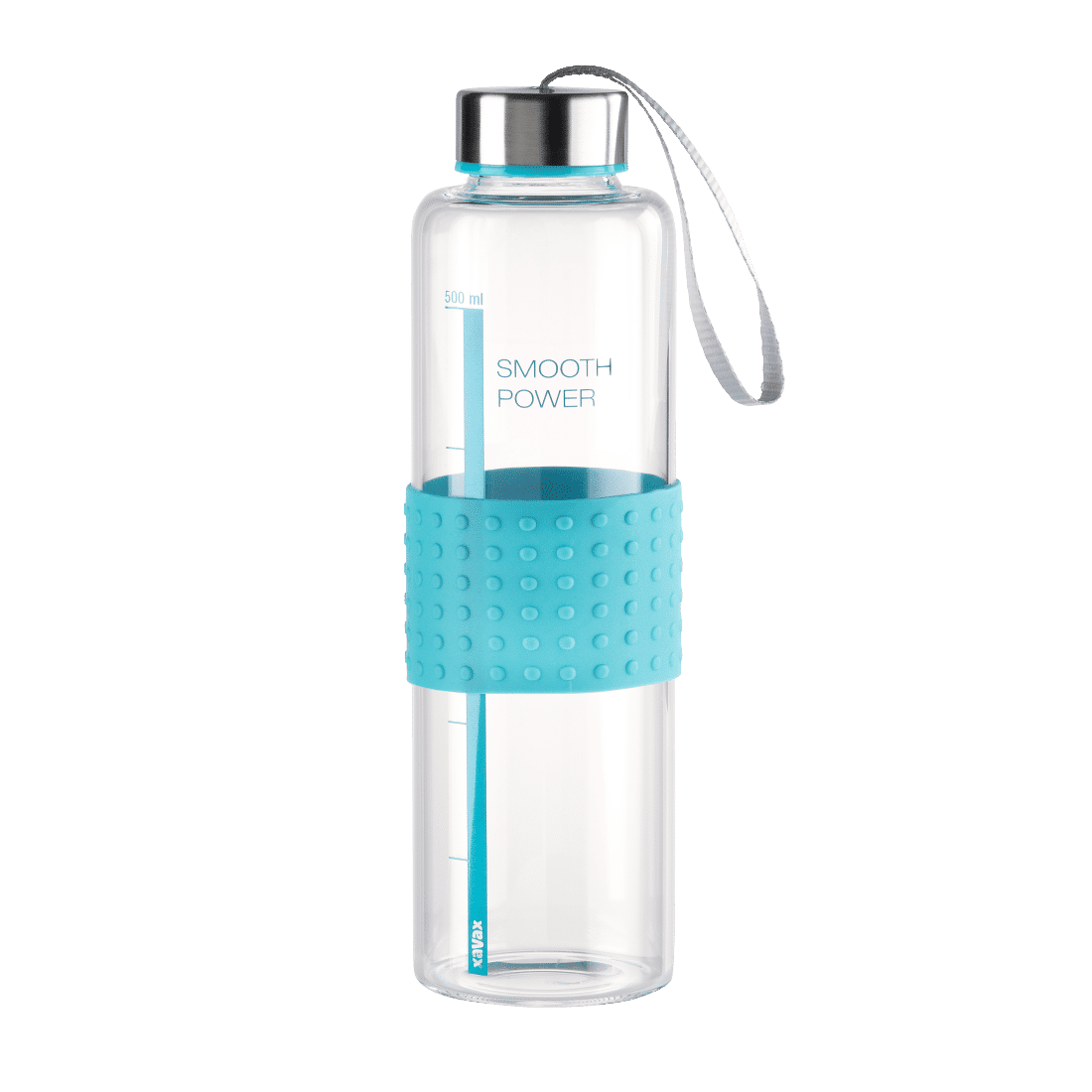 XAVAX 111599 "Smooth Power" Glass Drinking Bottle, 0.5 l, turquoise
