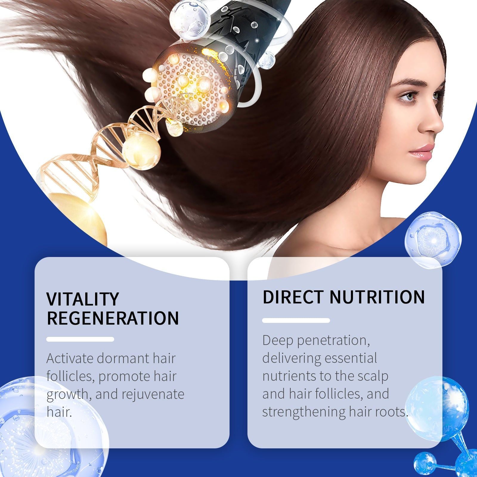 Blue Copper Peptide Hair Care Essence, Nourishing Frizz, Strengthening Hair, Moisturizing, Hair Growth Serum ,30ml
