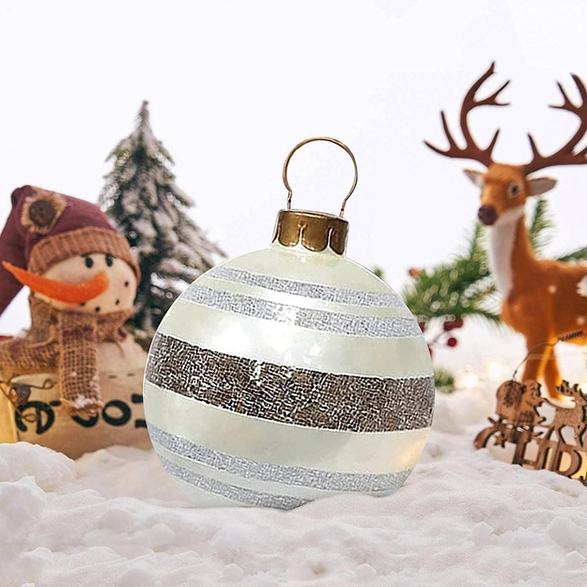 23.6 Inch Christmas Inflatable Decorated Ball Xmas Outdoor Ornament Holiday Decoration
