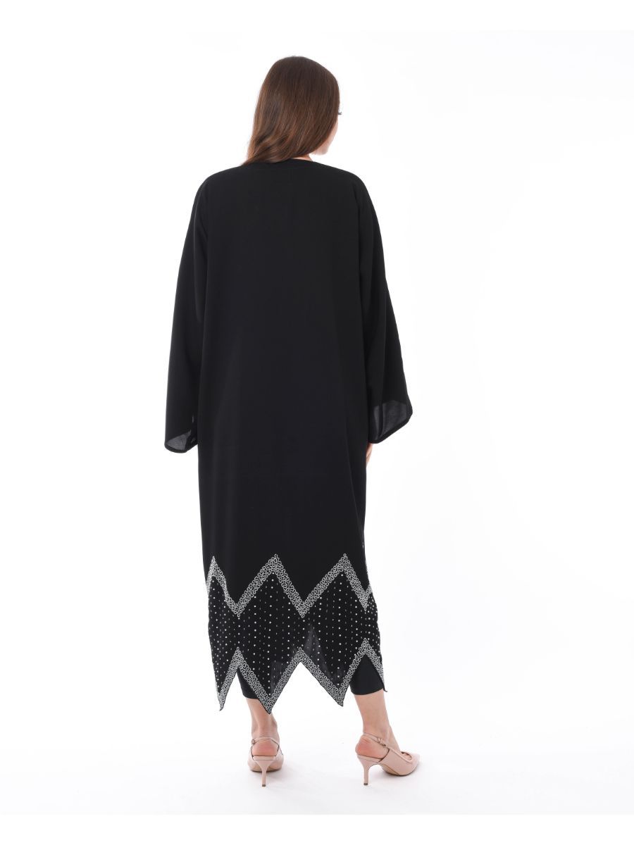 MOiSTREET Bottom Embellished Abaya with Hand Embroidery