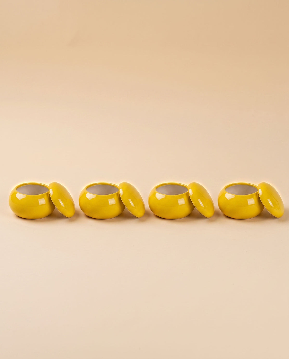 Antique Arch Yellow Handmade Porcelain Spice Jars – Set of 4 (7cm)