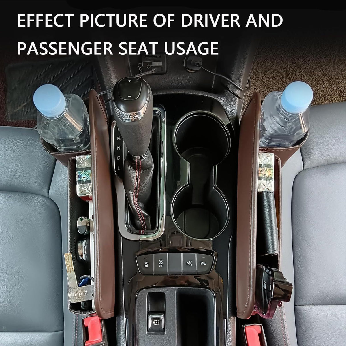 2 Packs Car Seat Gap Filler Organizer Seat Gap Storage Box with Cup Holders