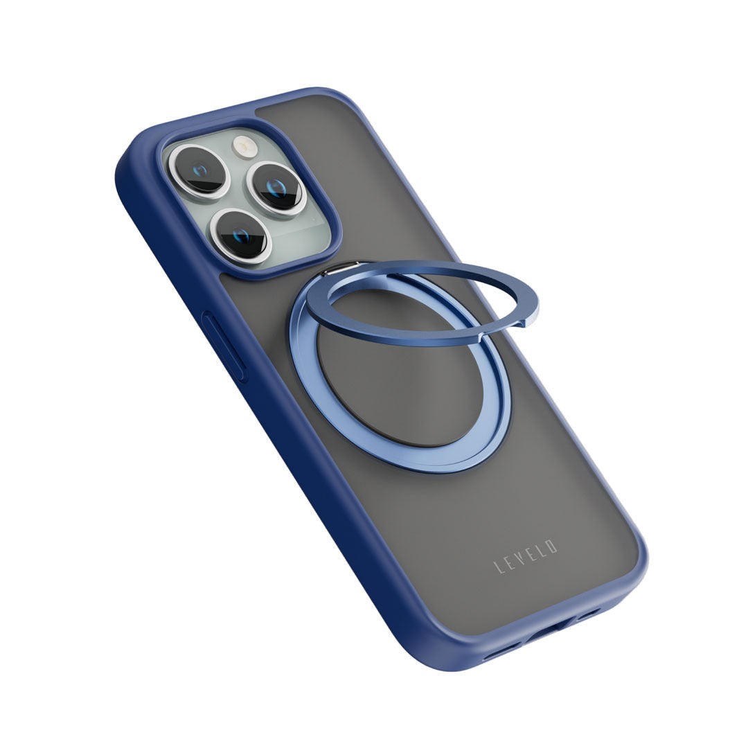 Levelo Ringo MagSafe Multi-Functional Kickstand Case For iPhone 15 Pro, Blue