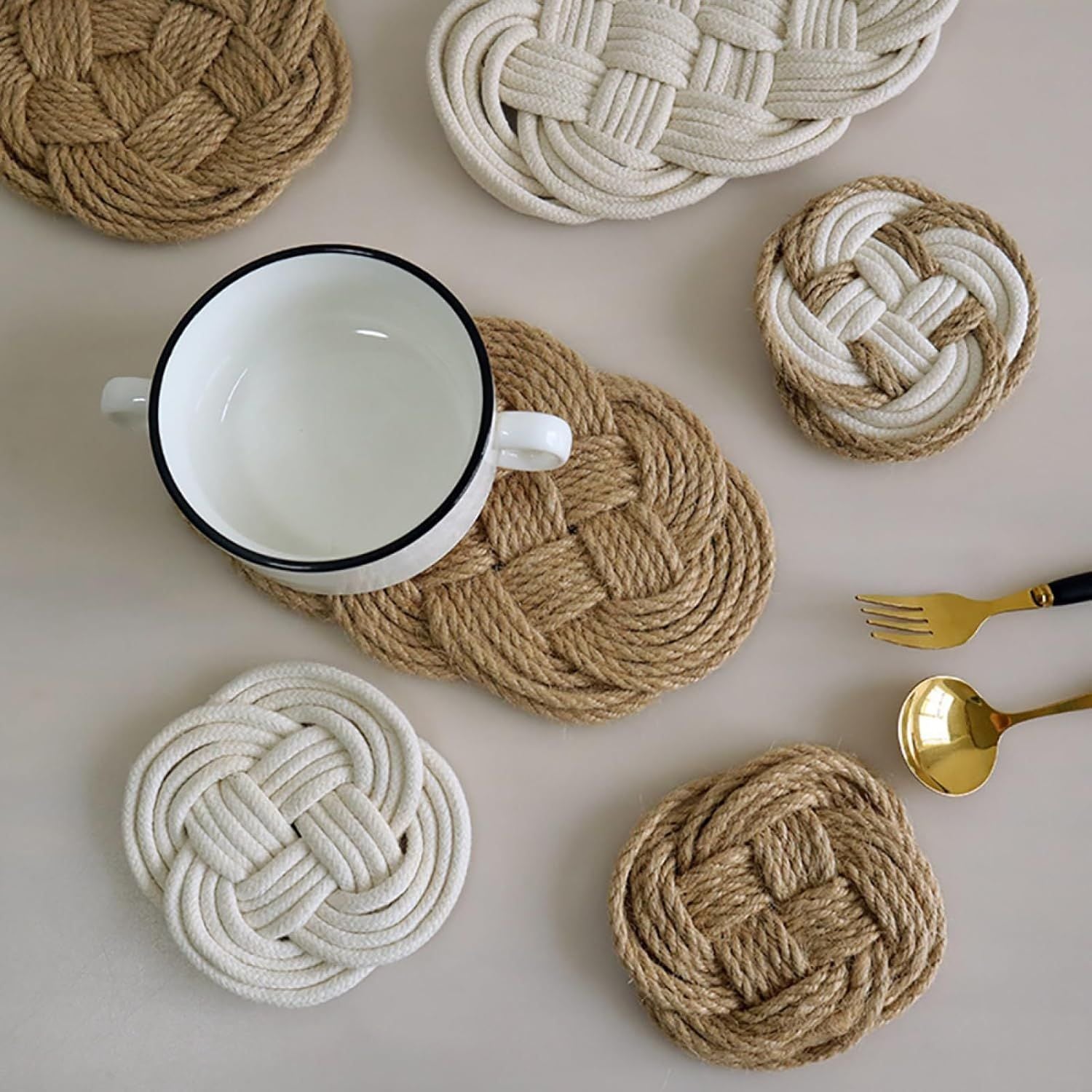 6 Pack Nordic Style Weaving Placemats Desktop Decor Coffee Tea Mat Farmhouse Table Mats