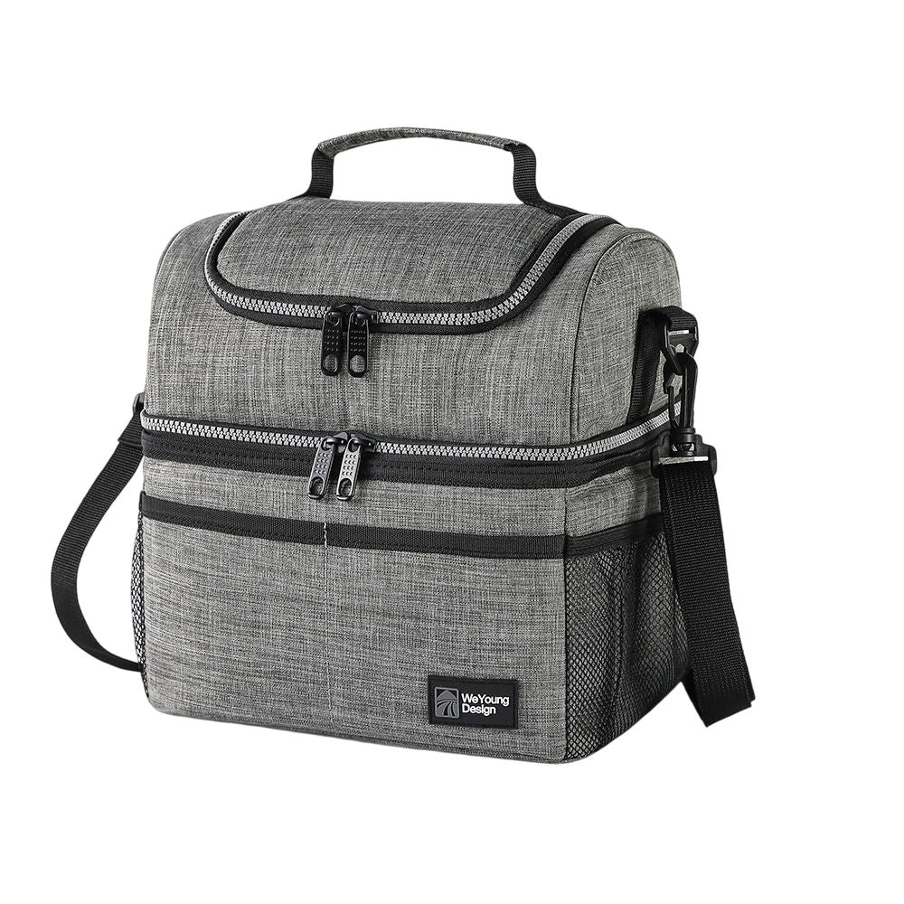 Double Layer Insulated Lunch Bag Large Capacity Thermal Food Storage Tote with Shoulder Strap