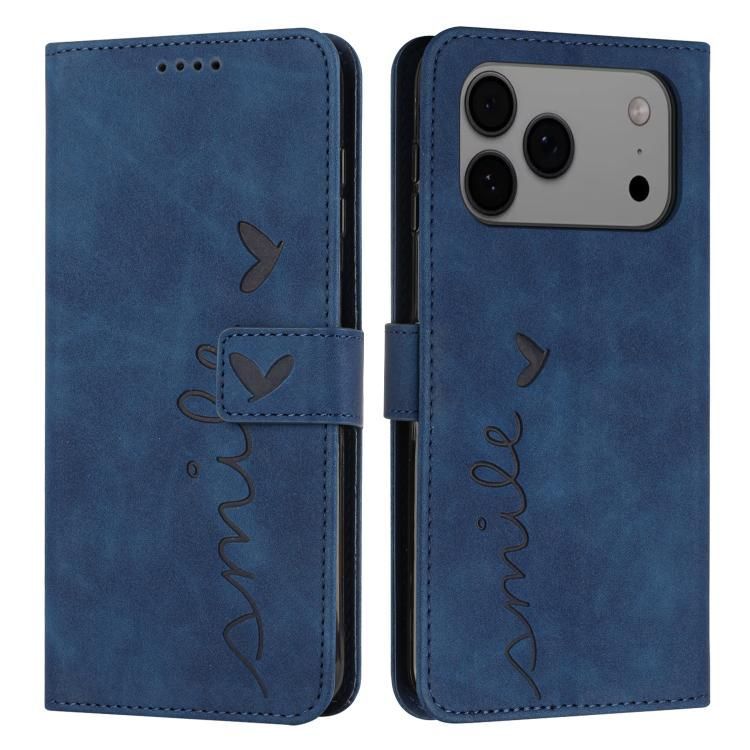 For iPhone 18 Pro Max / iPhone 17 Pro Max Skin Feel Heart Embossed Leather Phone Case with Long Lanyard