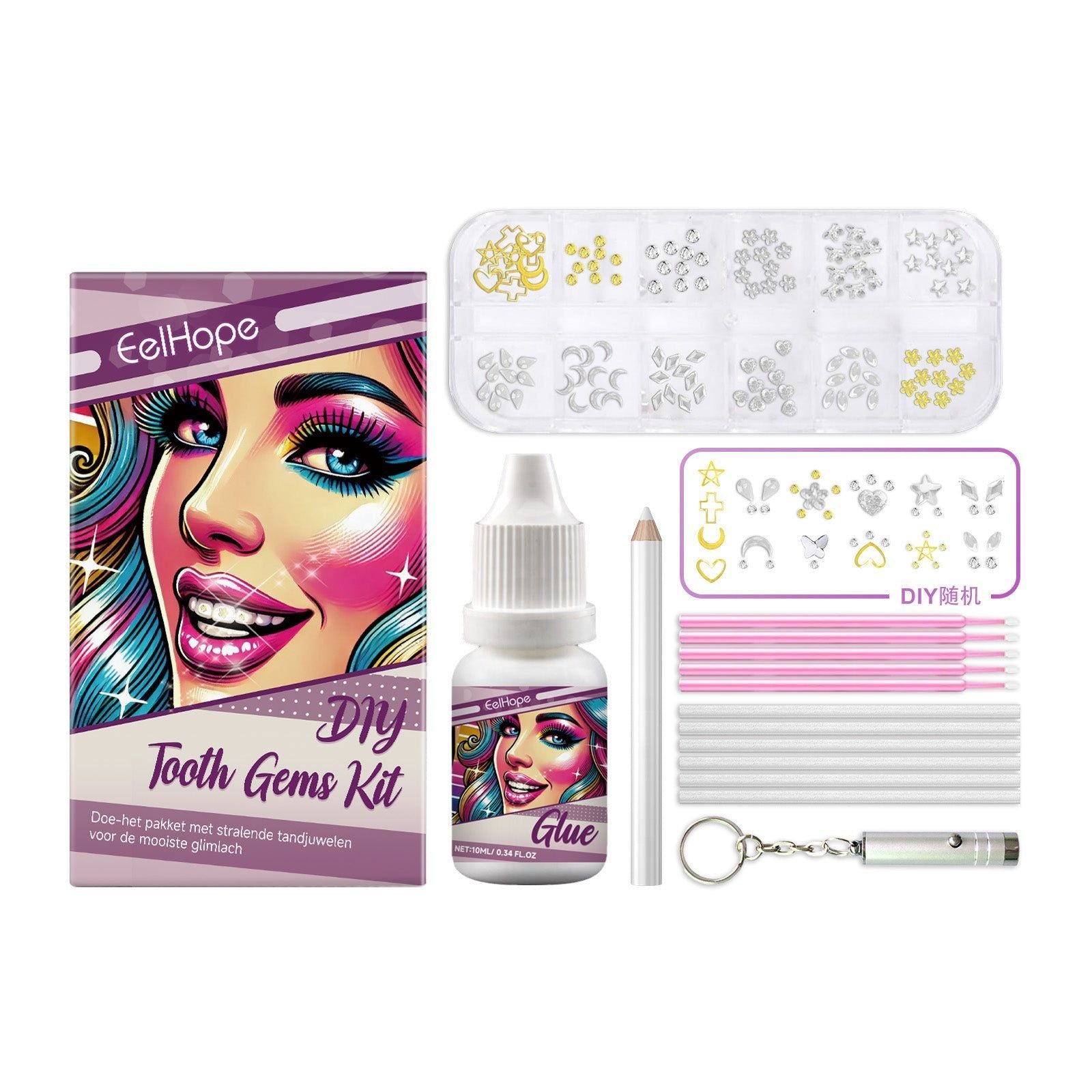 Create a Confident Smile with DIY Cosmetic Dentistry Kit, Gem Decor, UV Cure ,1set