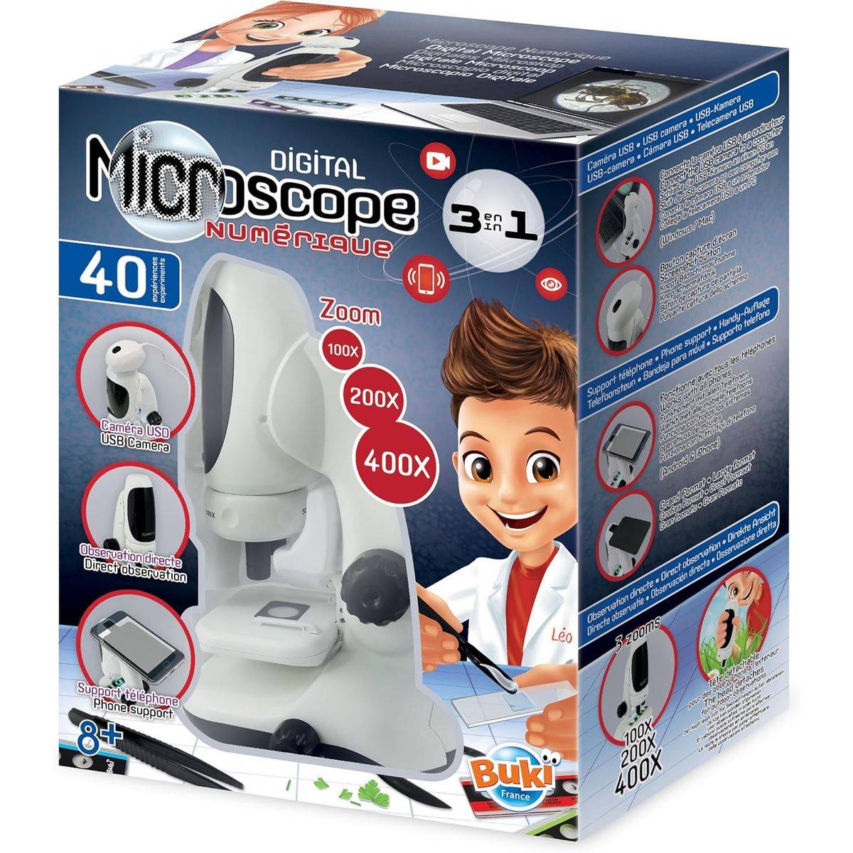 Buki France 3-in-1 Digital Microscope, (40 Experiments)