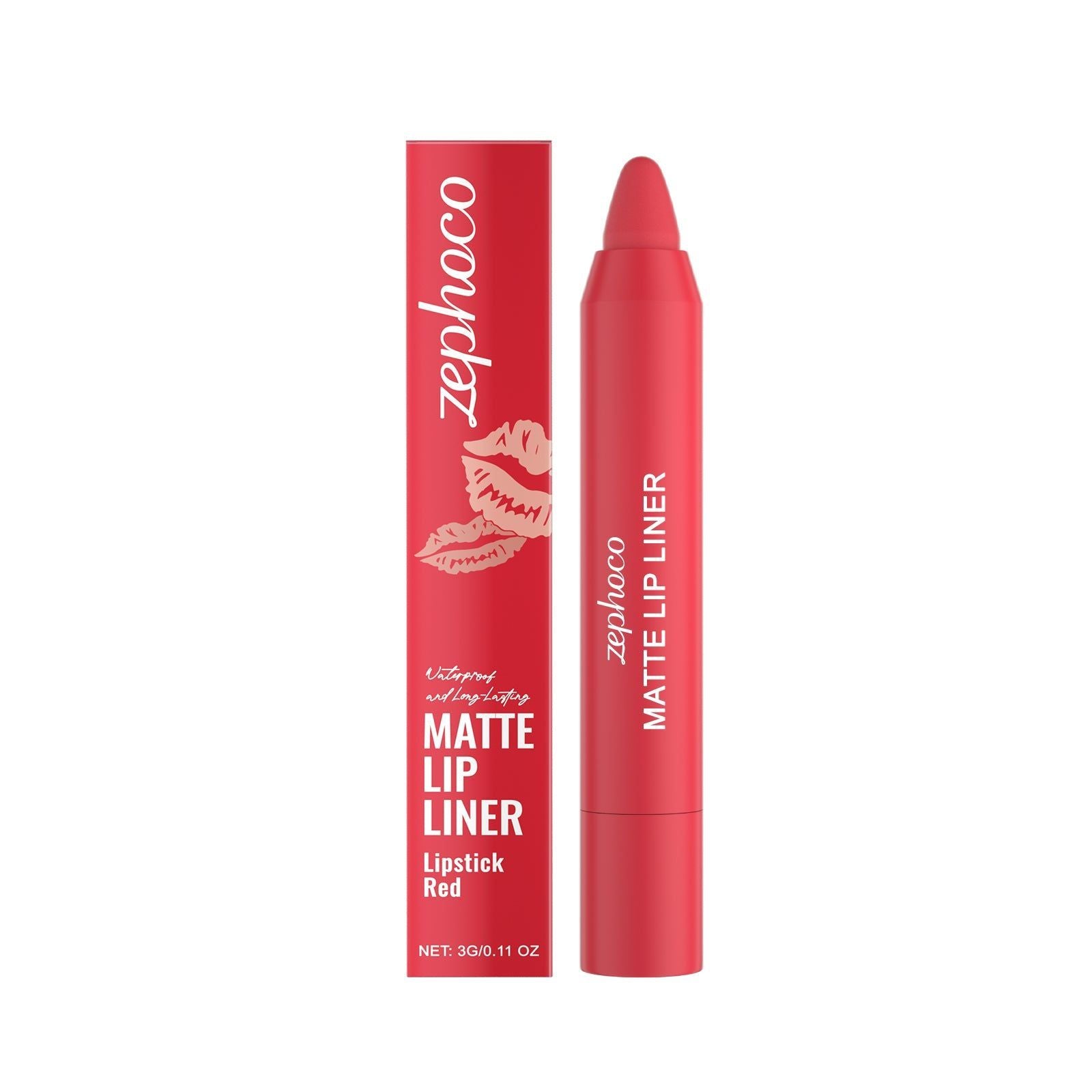 Bright Red Matte Lip Pen, Long-lasting Outline Lip Makeup, Trendy Lipstick ,3g