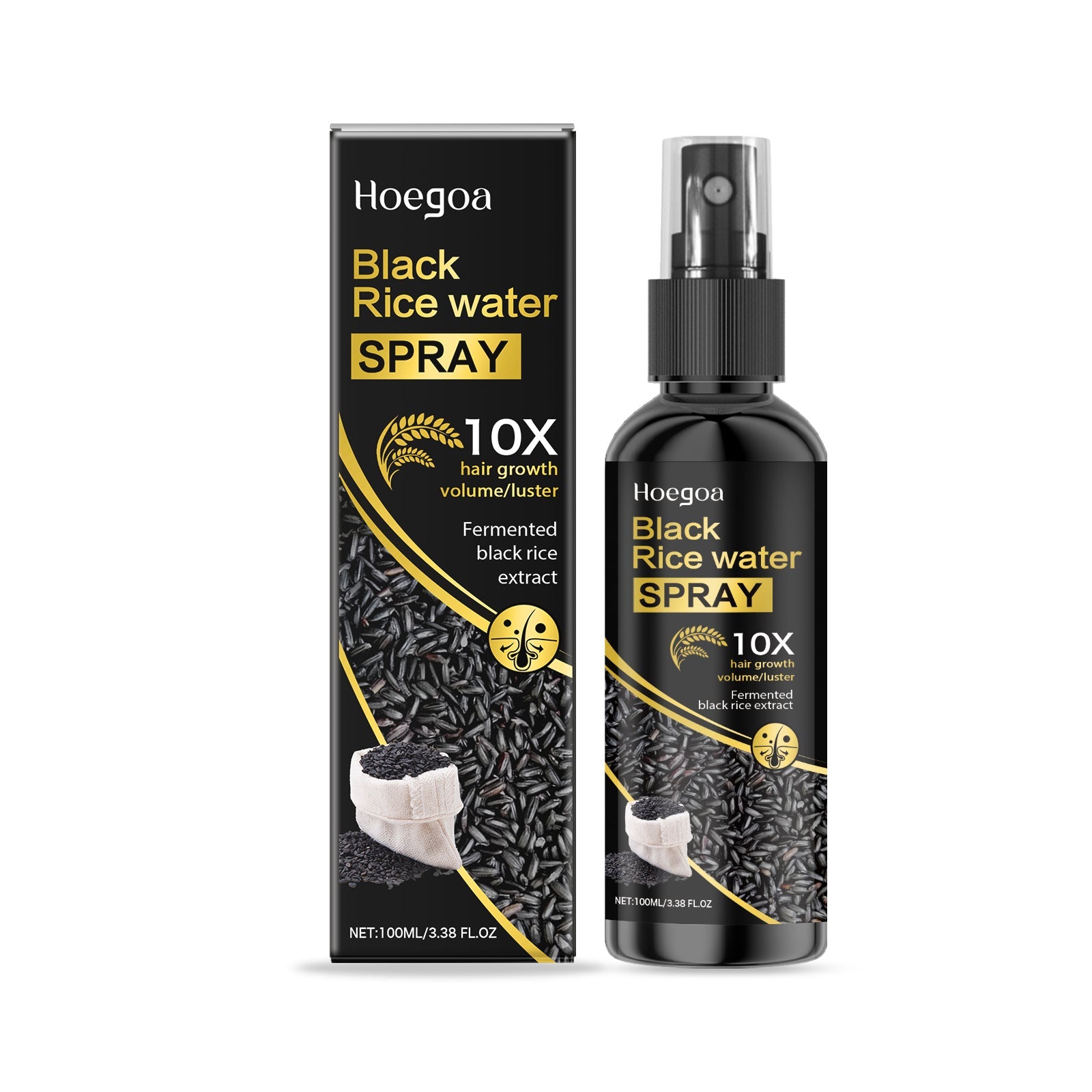 Black Rice Hair Spray, Gentle Leave-In Fragrance, Nourishing, Strong, Fluffy Hair ,100ml