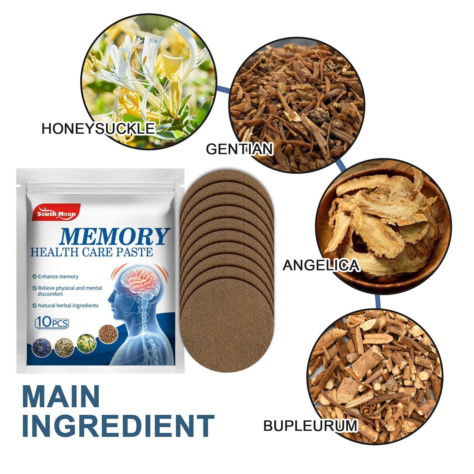 Boost Memory Naturally, Body Care Patch for Brain Health, Improve Forgetfulness ,10pcs