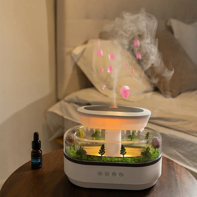 Rain Humidifier Ultrasonic Rainfall Humidifier with Simulated Water Drop Effect