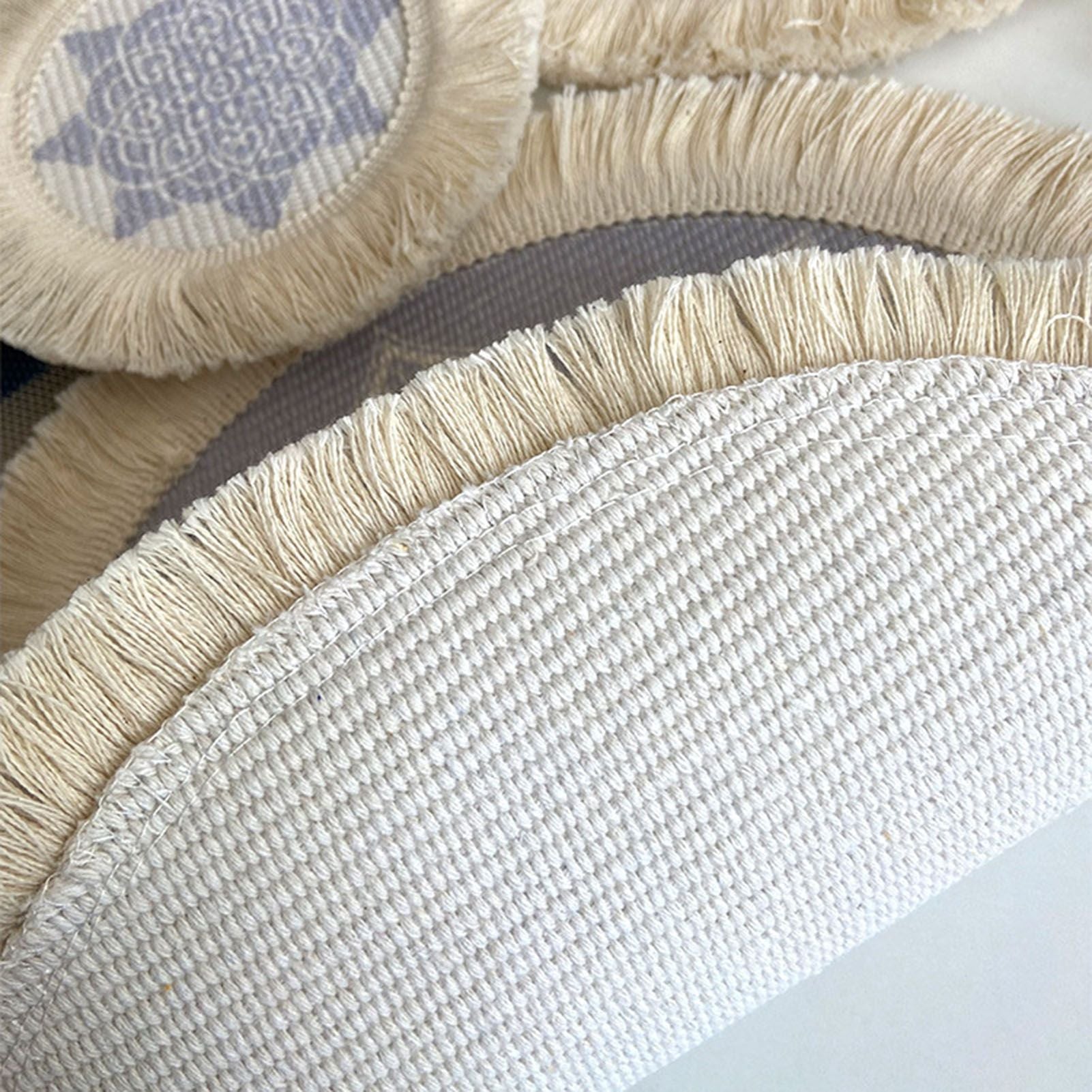3pcs Boho Round Placemat Cotton Woven Macrame Tassels Table Mats Home Decor