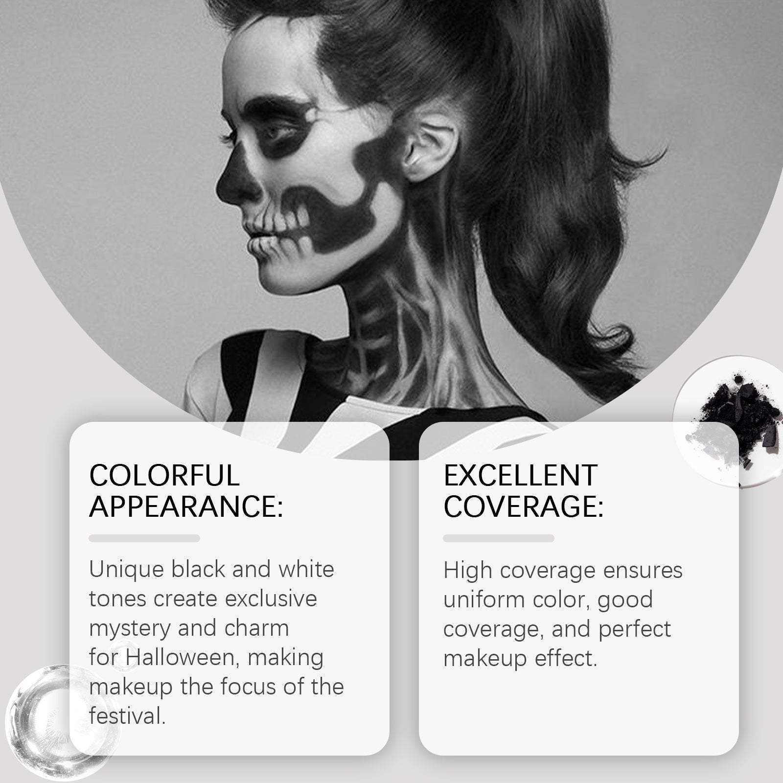 Black and White Halloween Body Paint, Easy to Use, Vibrant, Perfect for Spooky Costumes ,40g