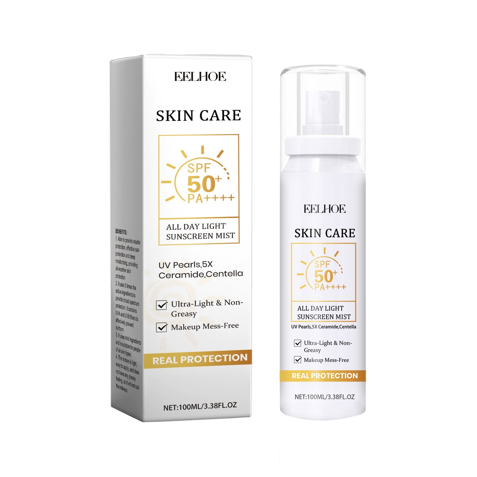 All Day Light Sunscreen Mist, Hydrating Moisture Protection, SPF 50, Skin Repair ,100ml