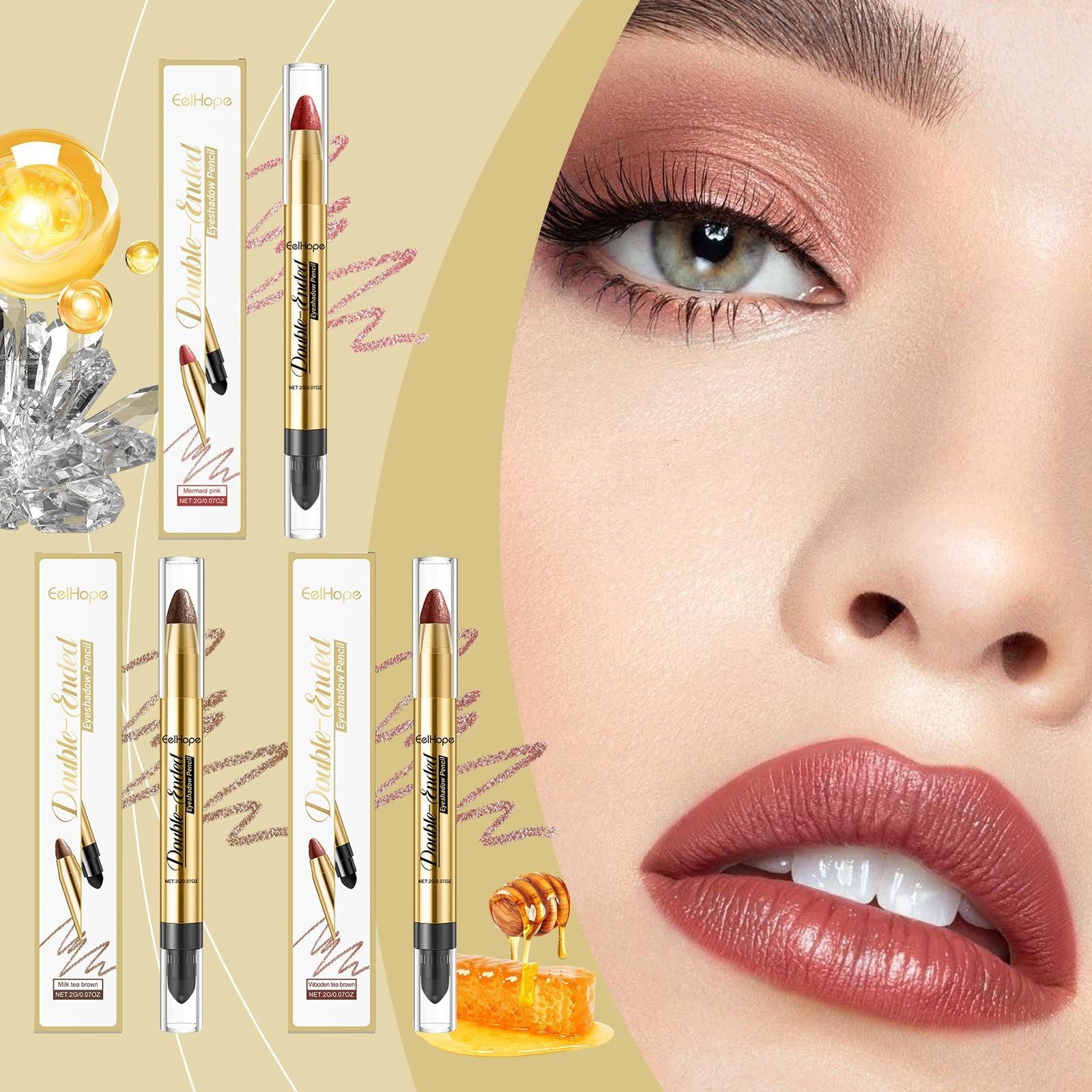Dazzling Eyeshadow Stick, Face Makeup, Brighten Eyes, Sparkle & 3D Color ,2g