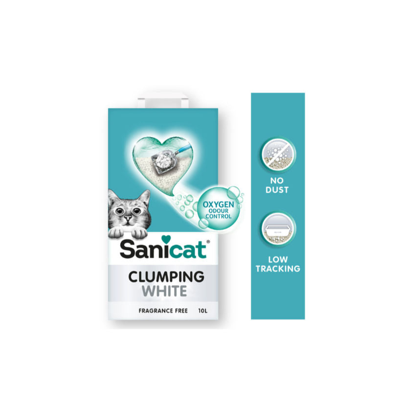 Sanicat Clumping White Unscented - 8L