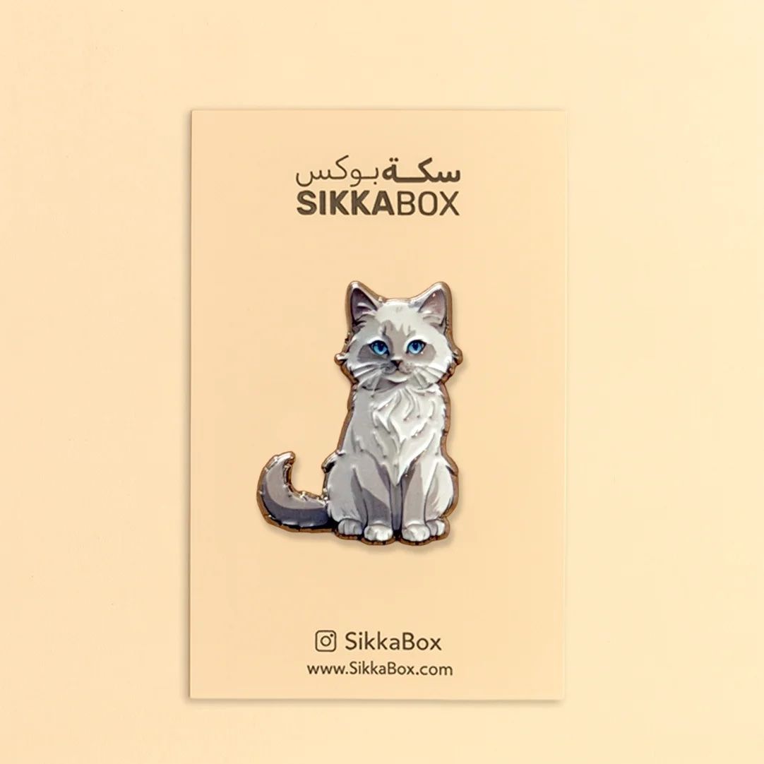 Grey Cat Blue-Eyed Metal Sticker