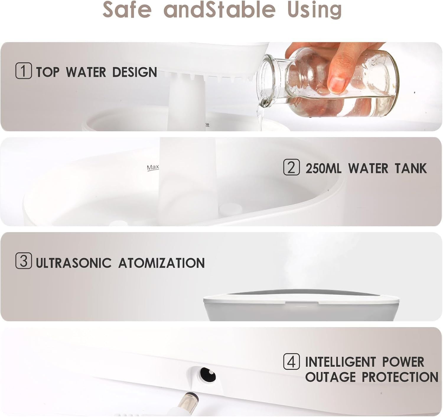 Rain Humidifier Ultrasonic Rainfall Humidifier with Simulated Water Drop Effect