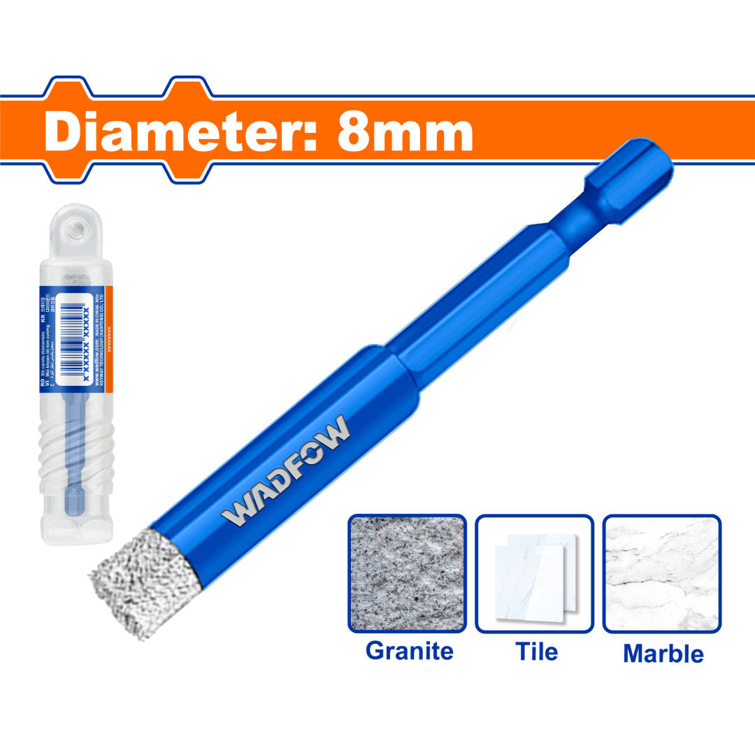 WADFOW Brazed Diamond Core Drill Bit, 5mm to 16mm, 1/4″ Hex Shank, for Tile, Ceramic, Granite & Stone
