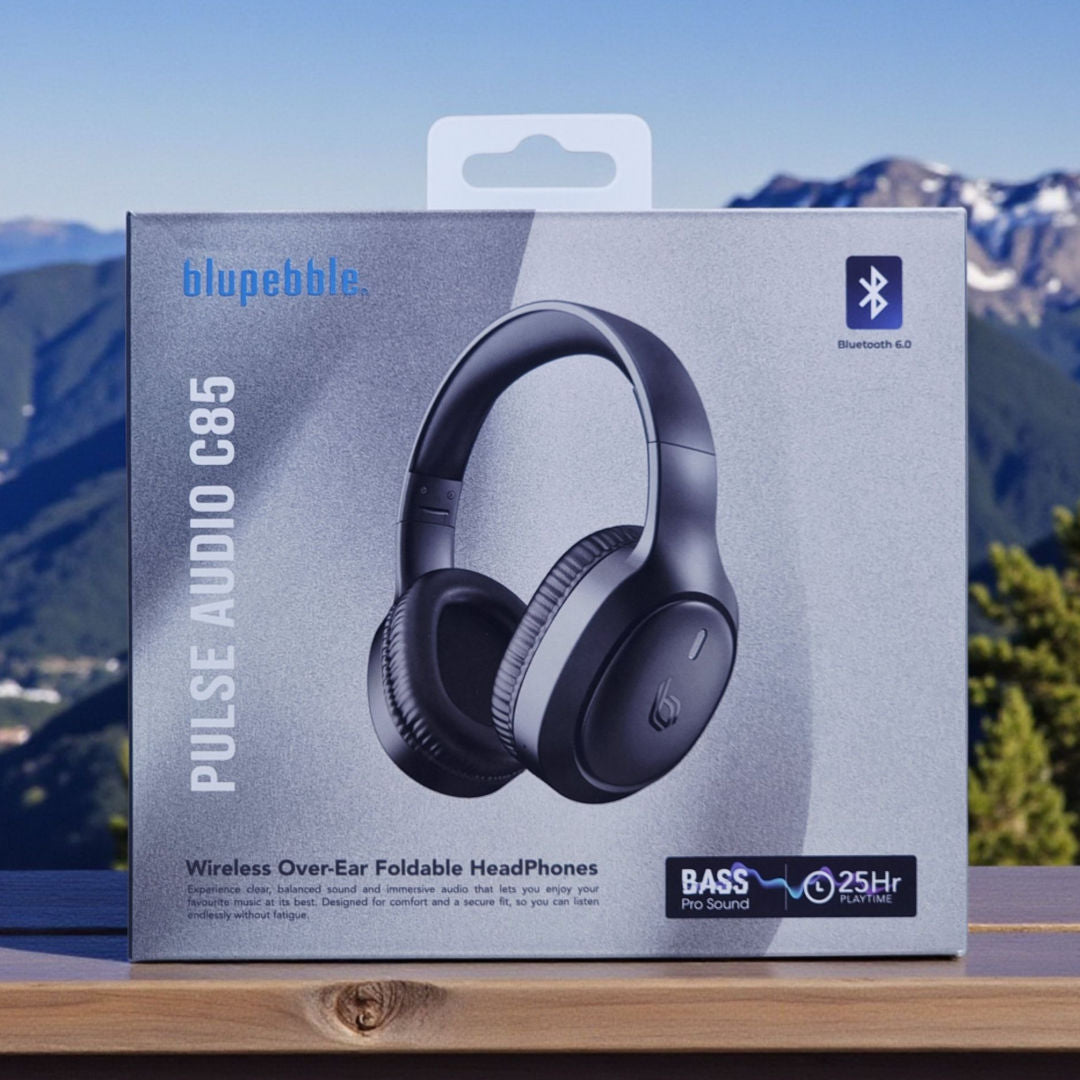 Blupebble Over Ear Foldable Digital Hybrid Noise Cancelling Headphones C85 Black
