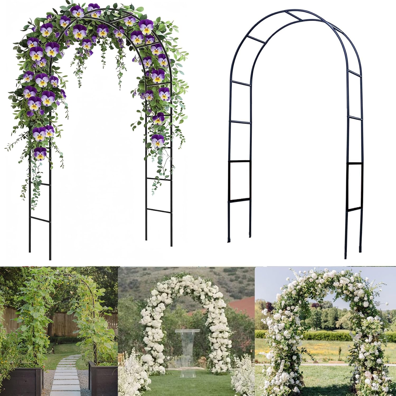 Garden Metal Arch 240×140cm for Climbing Plants, Wedding Decoration and Outdoor Lawn Backyard Decoration
