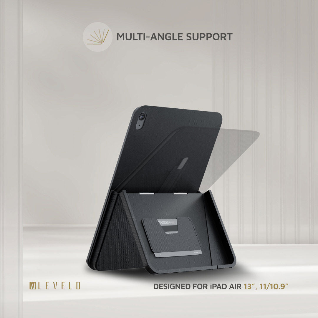 Levelo Omni 4 In-1 Case With Built-In Hand-Grip For Apple iPad, Multi-Angle Support