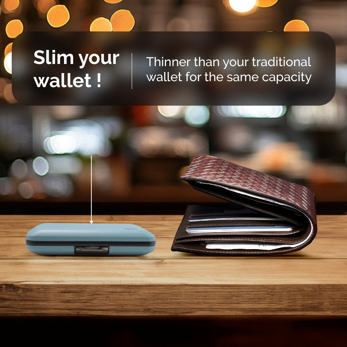 Ogon Oslo Aluminum Wallet Small Case Card Holder V2, Arctic Blue