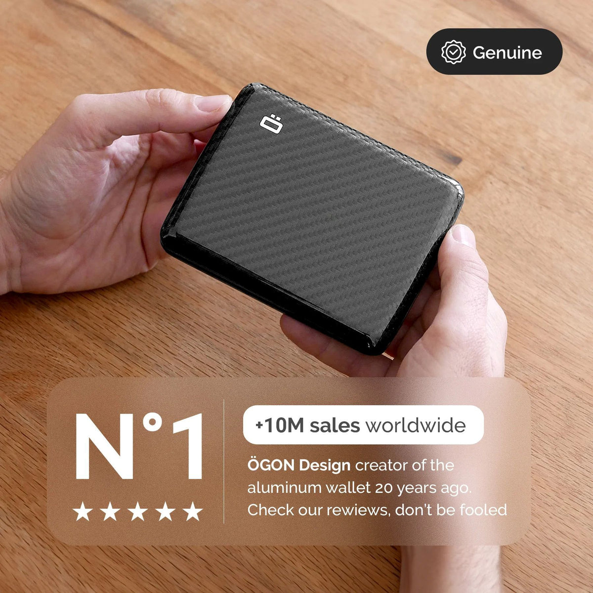Ogon Aluminum Wallet Large Case V2, Genuine Carbon Fiber Edition