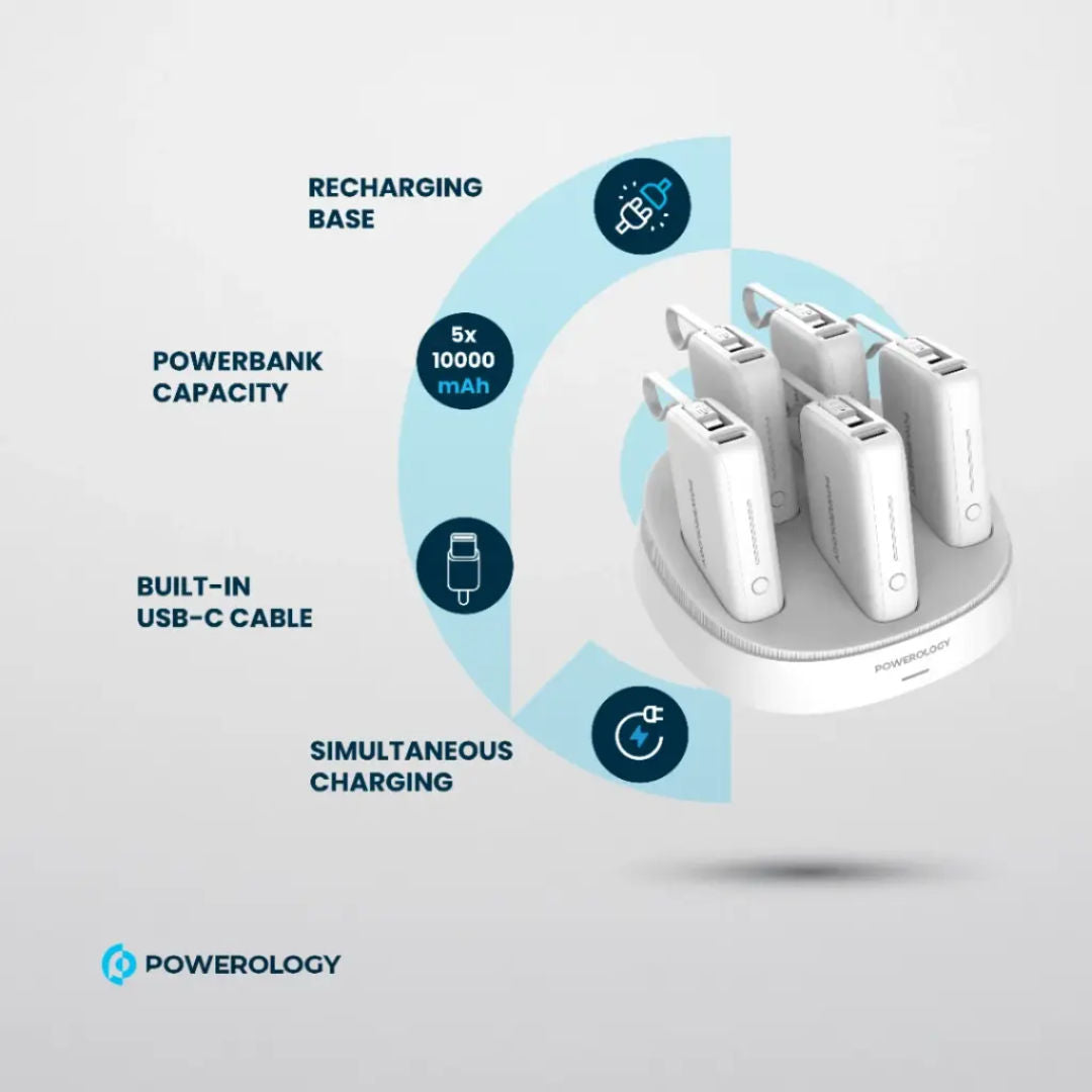 Powerology 5-in-1 10000mAh Power Bank Station