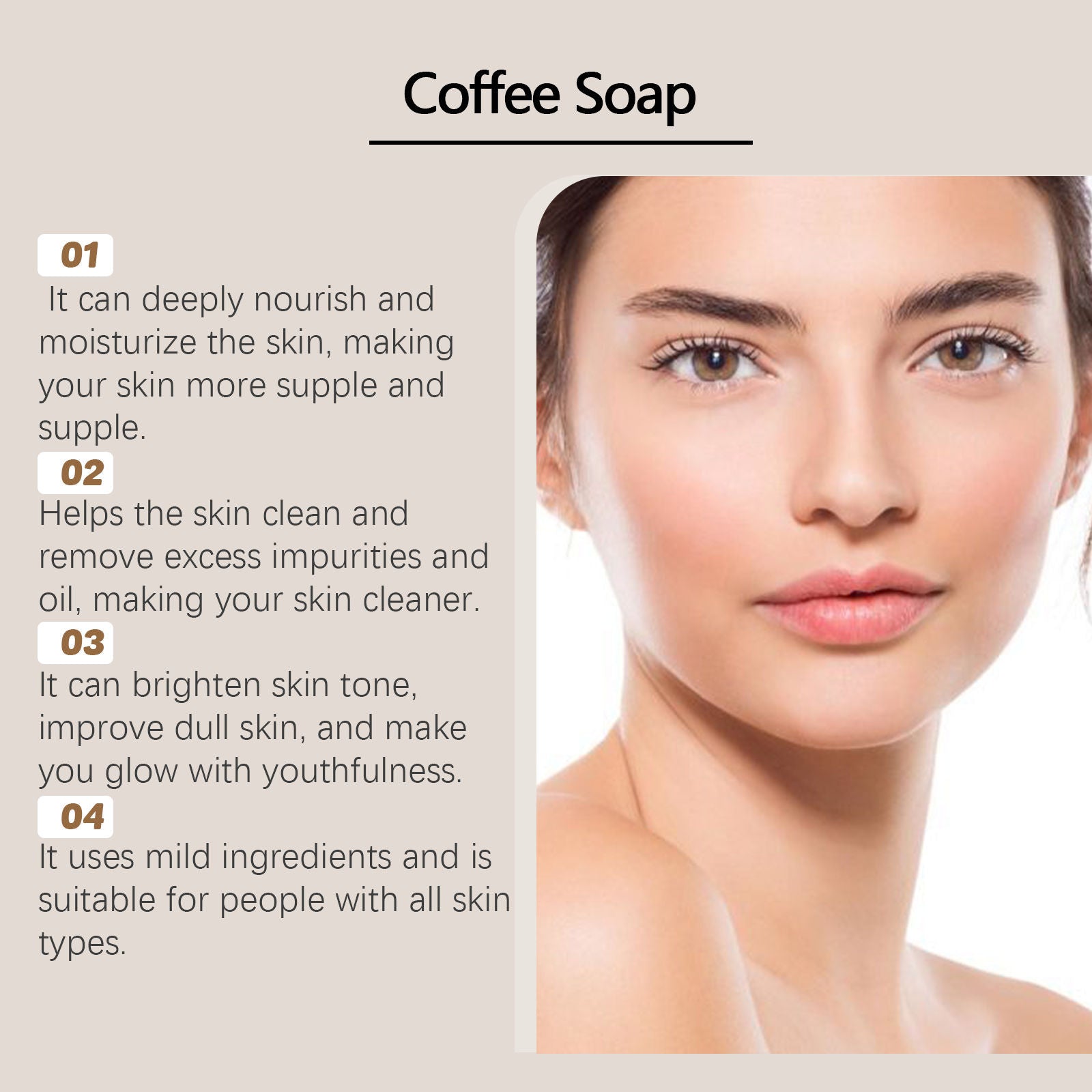 Coffee Cleansing Soap, Gentle Cleaning, Brightening, Nourishing, Moisturizing ,100g