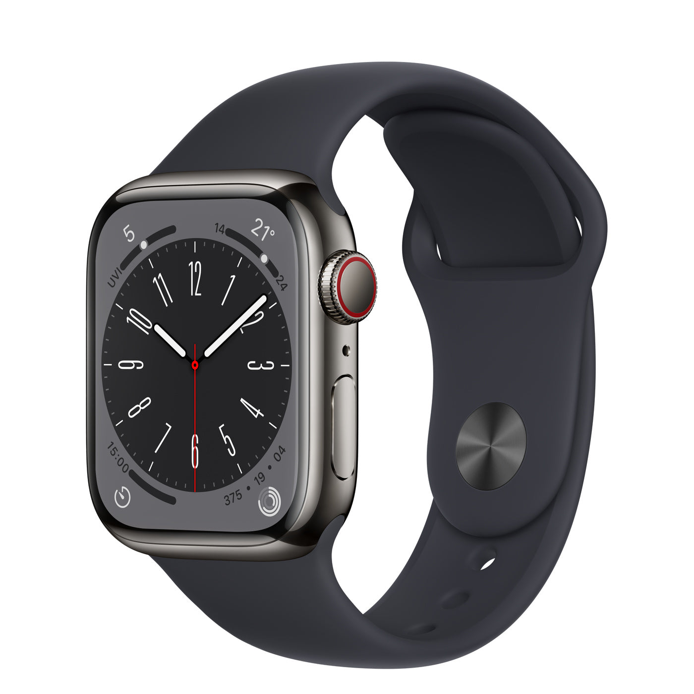 Series 8 GPS + Cellular 41mm Stainless Steel Case with Sport Band